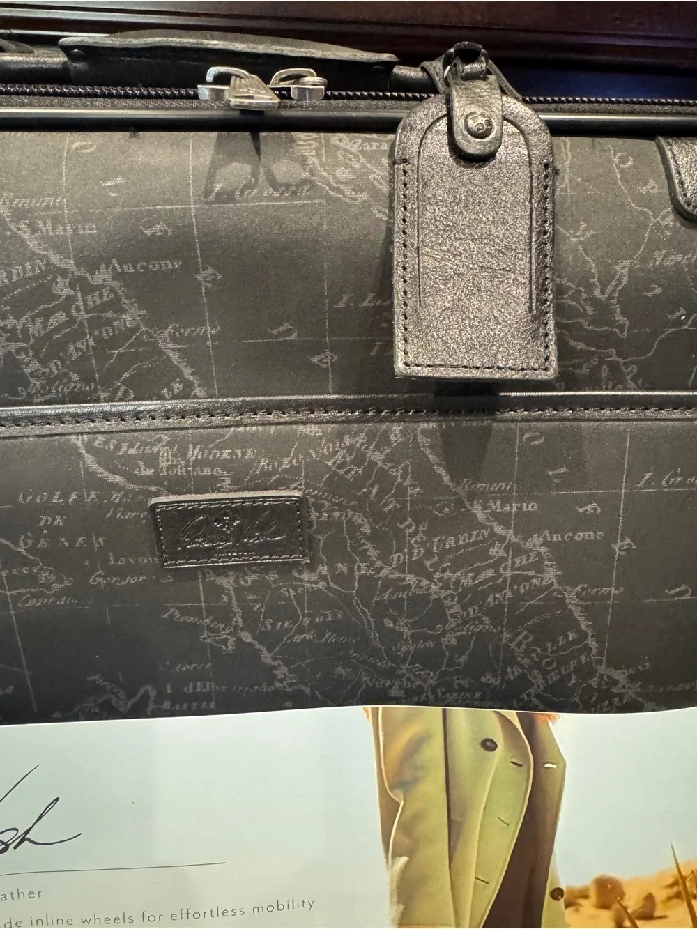 Patricia Nash Black Map-Print Carry-On Bag with Front Pocket